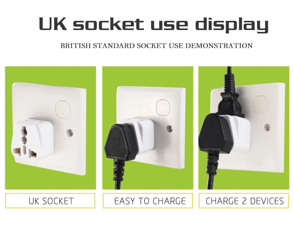 Hot-Sale Universal EU US AU to UK 3 Pin AC Power Socket Plug Travel Charger Adapter Converter 2 Device Charging (4)