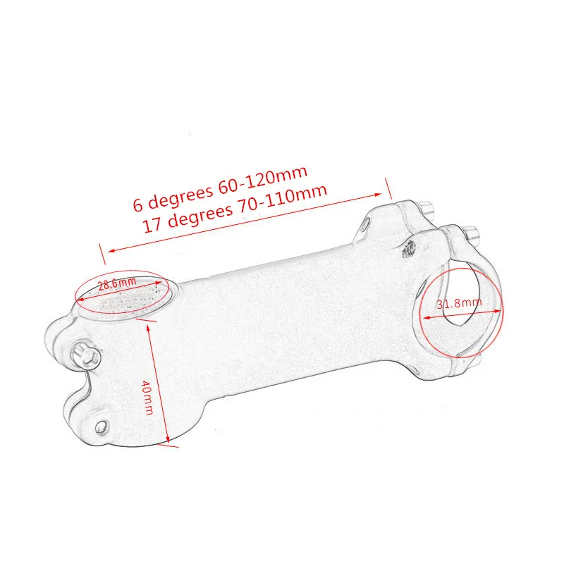 puaraza алюминиевый вынос руля штанга стержня велосипеда ультра-легкий алюминиевый сплав ручка 28,6-31,8 мм 6 градусов 17 градусов