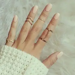 Укладка панк стиль Bague Femme кольца Блестящий Золотой миди безымянный палец кольцо набор костяшки Шарм лист стекло для anelli Мода ювелирные