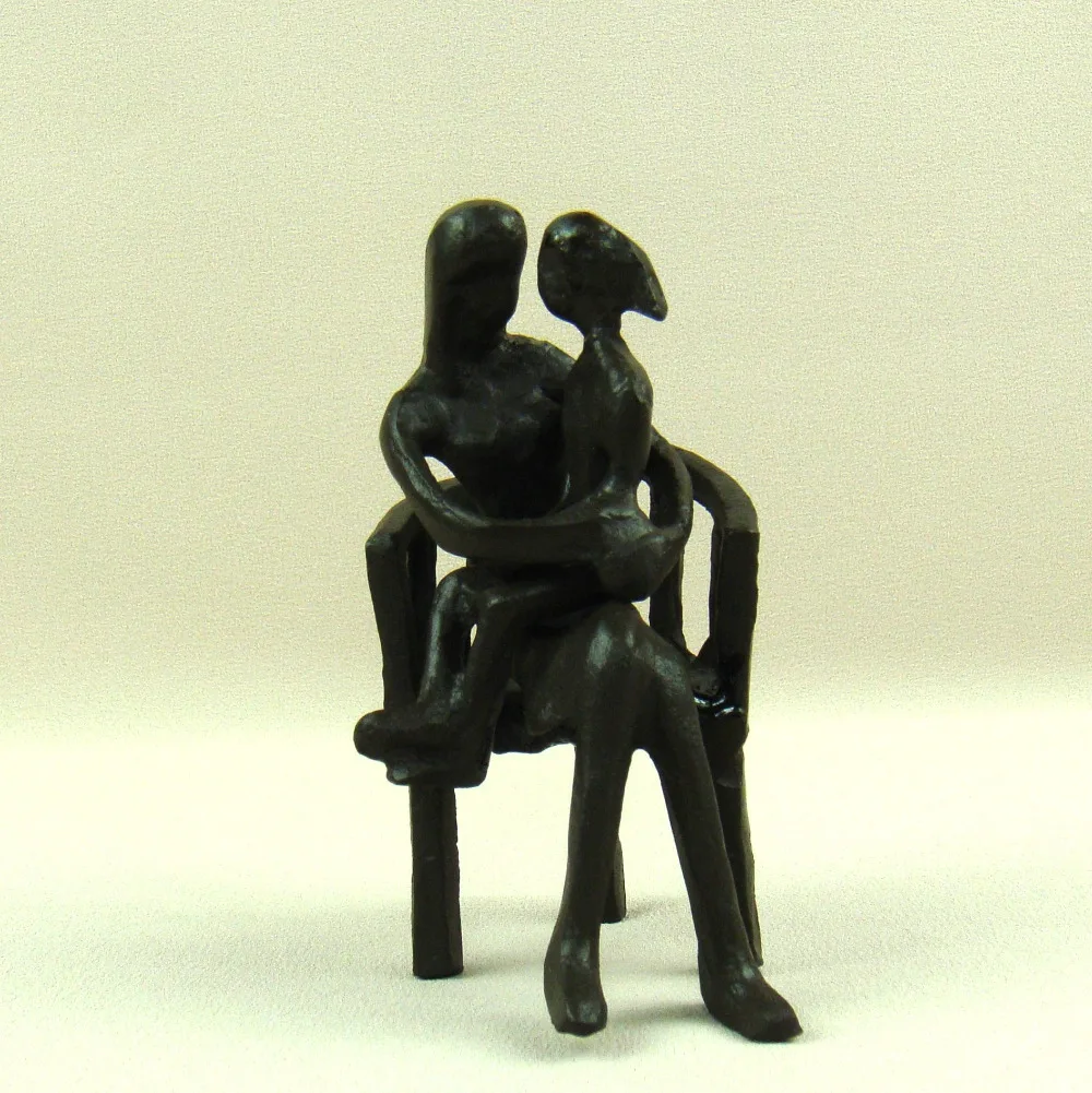 

Handmade Metal Mother and Daughter Miniature Abstract Cast Iron Kinship Sculpture Decor Craft Ornament Gift for Mum and Birthday
