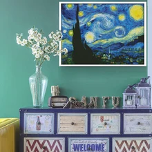 Van Gogh's Masterpiece The Starry Night DMC Counted Chinese Cross Stitch Kits printed Cross-stitch set Embroidery Needlework the starry night the starry sea chinese edition