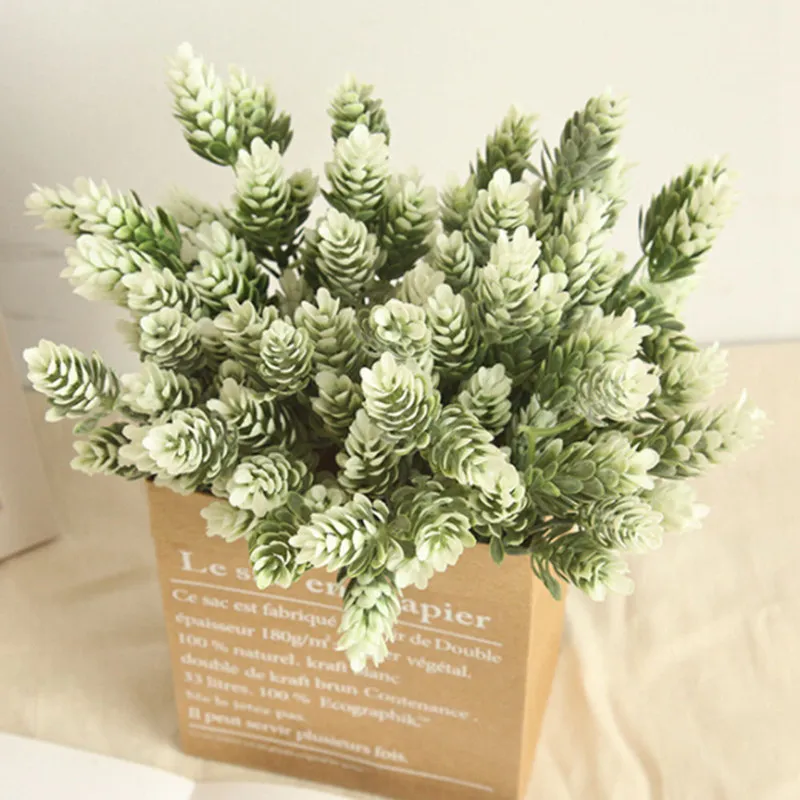 

21 Heads/bundle Pine Cone Simulation Pineapple Grass Artificial Plants DIY Home Vases For Decoration Fake Plastic Flower Pompon