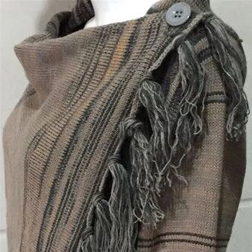 2019  Women Winter Tassel Irregular Cardigan Knitted Elegant Sweater Poncho Shawl Coat Jacket Casual Outwear #4M21 (1)