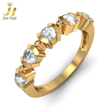 

Jinhui Women The Simply Elegant Ring Solid 18K Yellow 750 Gold 0.55CT Natural Diamond Jewelry Free Engraving