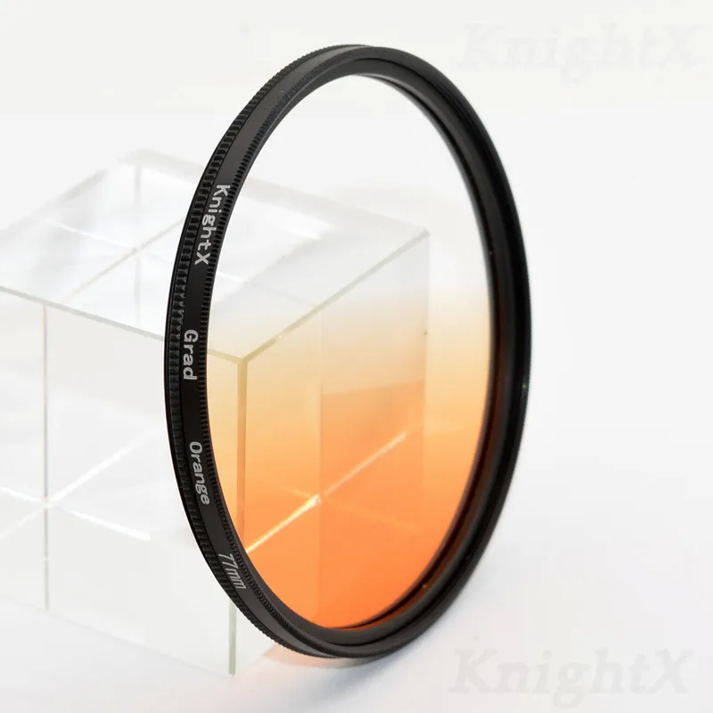 KnightX 24 цветной фильтр для фотоаппарата Nikon canon foto filtre photo pro 24-70 мм аксессуары для камеры densidad neutra 49 мм 52 мм 55 58 мм 67 мм - Цвет: Grad Orange