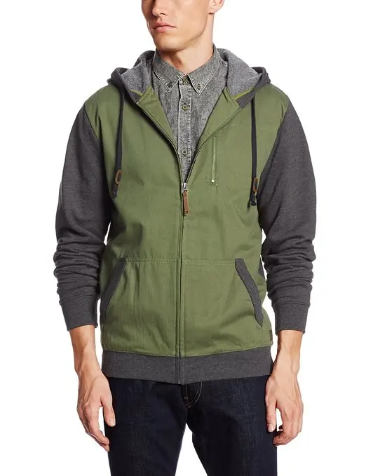 

Men's Twill Fleece Combo Zip Hoodie Sweatshirt USA Size L (Faulty)
