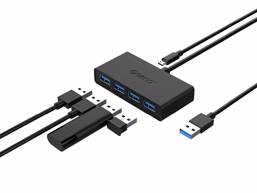 ORICO Mini USB 3,0 концентратор 4 порта питание OTG с микро USB интерфейс питания для MacBook ноутбук планшет компьютер OTG usb-хаб