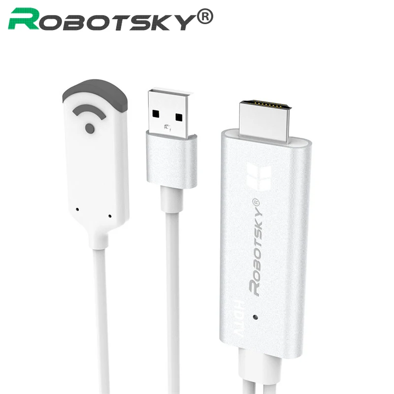 

Robotsky 1080P Wireles WIFI Dongle Receiver 2.4G HDMI HDTV Mirroring Adapter Splitter Cable for iPhone Samsung Windows