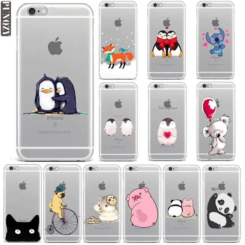 New year Christmas gifts fox owl Stitch panda penguin phone Case For iPhone 7 6S 8 Plus 4S 5S SE X Winter Animal Soft TPU Cover