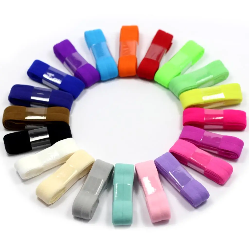 

5/8" Matte Fold Over Elastic Stretch foe-20 Yards Grab Bag-20 Colors by 1 Yard-handmade hair tie headbands satin elastic