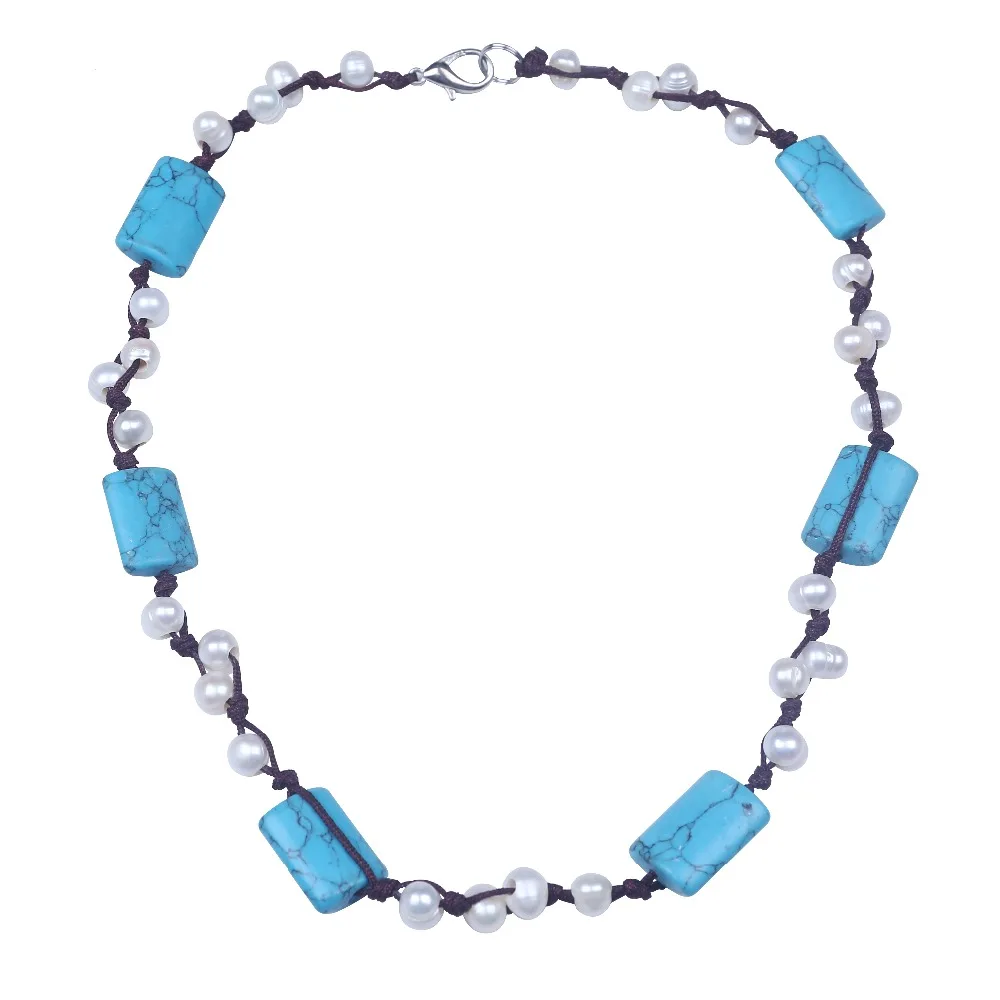White pearl&blue color agate necklace jewellery women long necklace for woman Christmas gifts