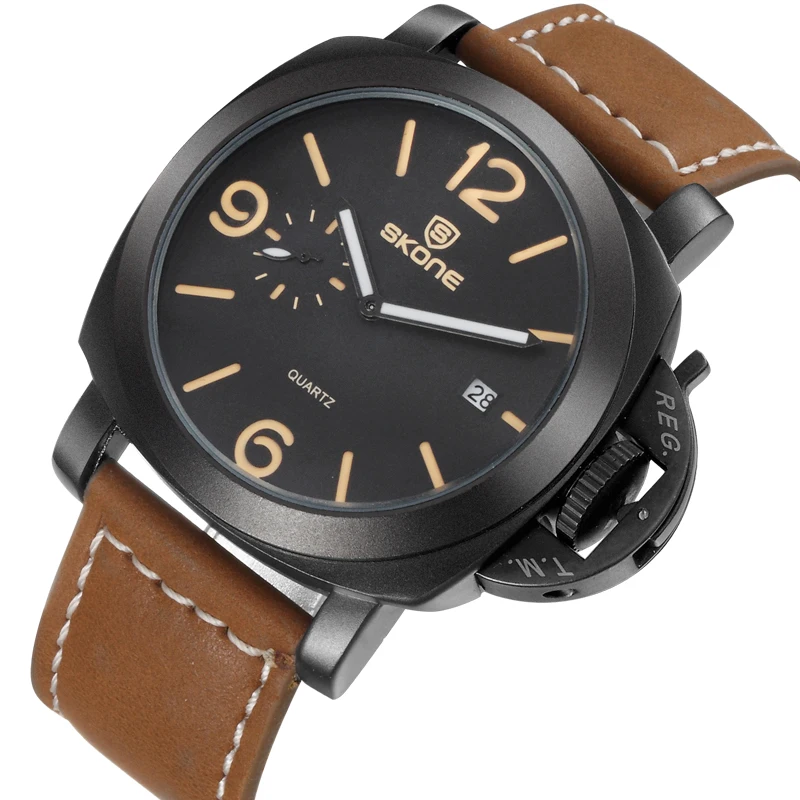 Prix pour SKONE Marque Militaire Armée Hommes de Montre Classique Mâle De Luxe Montres Hommes Auto Date Sport Étanche En Cuir Quartz Montre-Bracelet Prix pour SKONE Marque Militaire Armée Hommes de Montre Classique Mâle De Luxe Montres Hommes Auto Date Sport Étanche En Cuir Quartz Montre-Bracelet