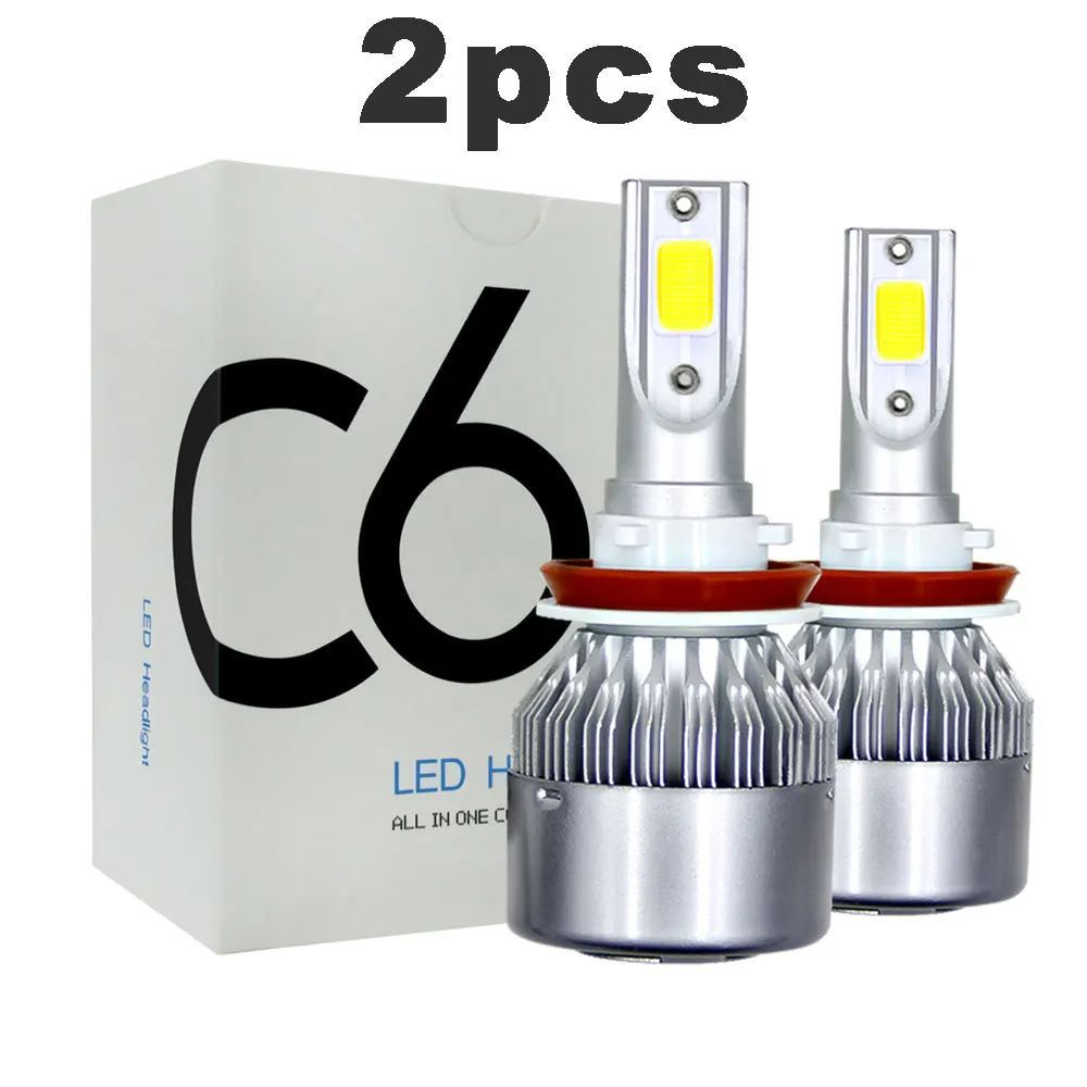 C6 Светодиодные Автомобильные фары H7 led H4 Лампа HB2 H1 H3 H11 HB3 9005 HB4 9006 9004 9007 72 Вт 9012 лм