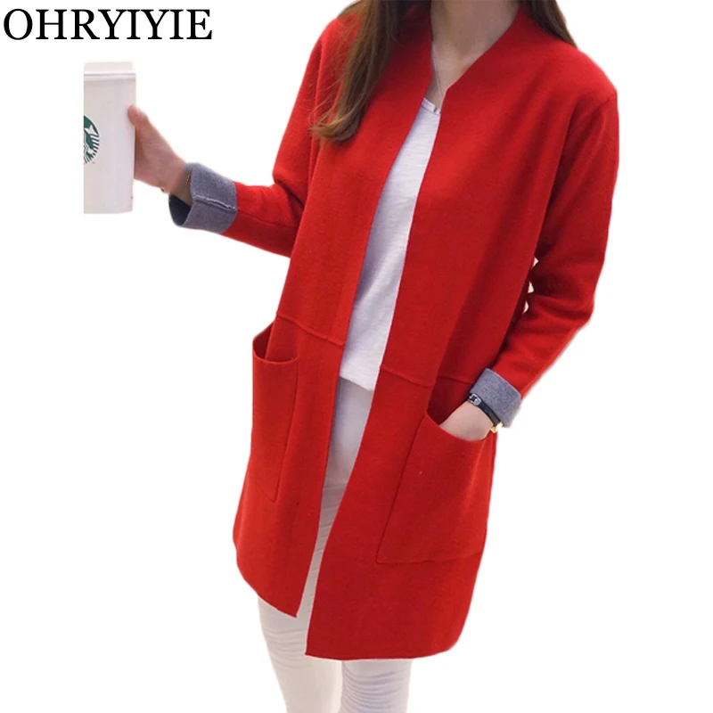 OHRYIYIE Women Sweater Long Cardigan 2019 New Fashion Autumn Winter Long Sleeve Loose Knitted Cardigan female Sweaters Long Coat OHRYIYIE Women Sweater Long Cardigan 2019 New Fashion Autumn Winter Long Sleeve Loose Knitted Cardigan female Sweaters Long Coat