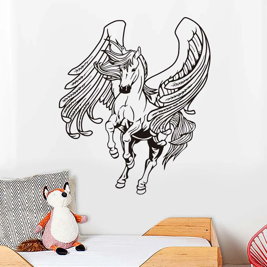 

Pentium Pretty Robust Horse with Wing Wall Sticker Art Vinyls for Wall Decals Decorative Home Bedroom Living Room sofa WallPaper