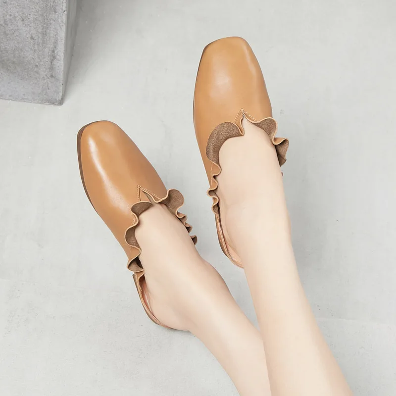 JINBEILEE 2019 Spring and Summer New Walking Shoes Women's Handmade Leather Flat Bottom Baotou Low Heel Lace Casual Shoes Women JINBEILEE 2019 Spring and Summer New Walking Shoes Women's Handmade Leather Flat Bottom Baotou Low Heel Lace Casual Shoes Women