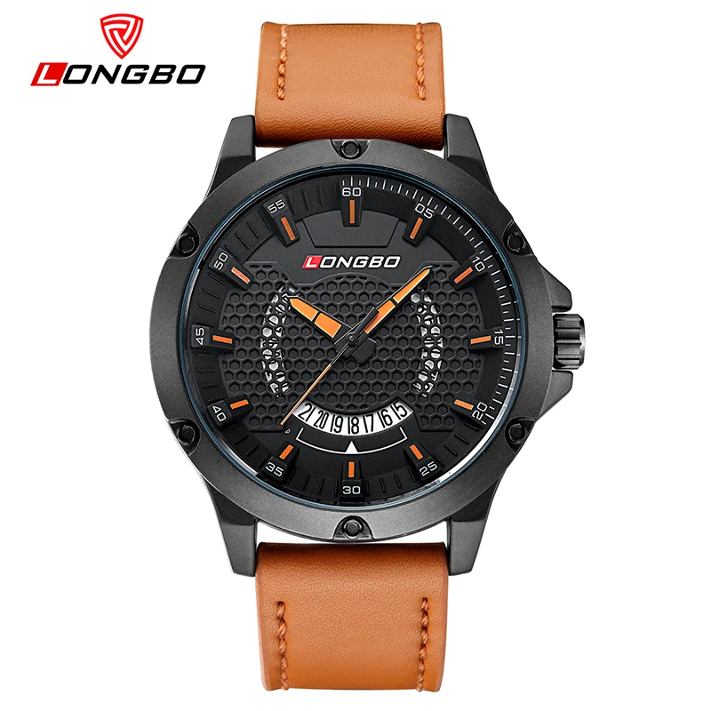 

LONGBO Top Marque Montre Hommes De Luxe Casual Evider Cadran Unique Conception Montres En Cuir Date Calendrier Horloge Relogio