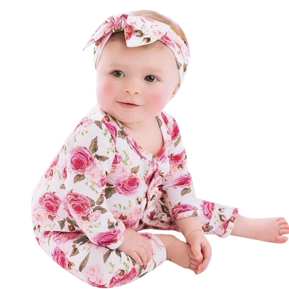 High Quality Winter Baby Rompers Infant Baby Girls Long Sleeve Floral