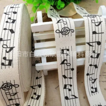 

100Yards 20mm Music Notes Pattern Printed Cotton Ribbons DIY Gift Packaging Handmade Wedding Christmas Decoration Accessories