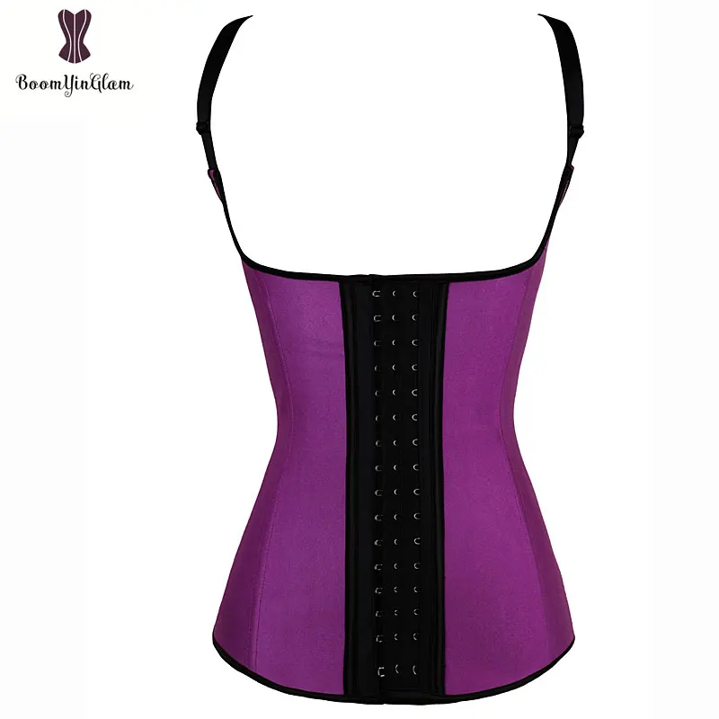 

Purple Latex Corset Vest Korset Waist Trainer Spiral Steel Boned Korsett For Women Gym Sport Outfit Plus Size 6XL Bustier Gorset