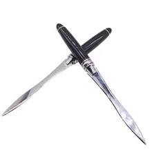 Распродажа, 12 шт., открывалка для письма из нержавеющей стали, полная длина 158 мм, черная ручка, офисные школьные принадлежности для резки, быстрое открытие букв