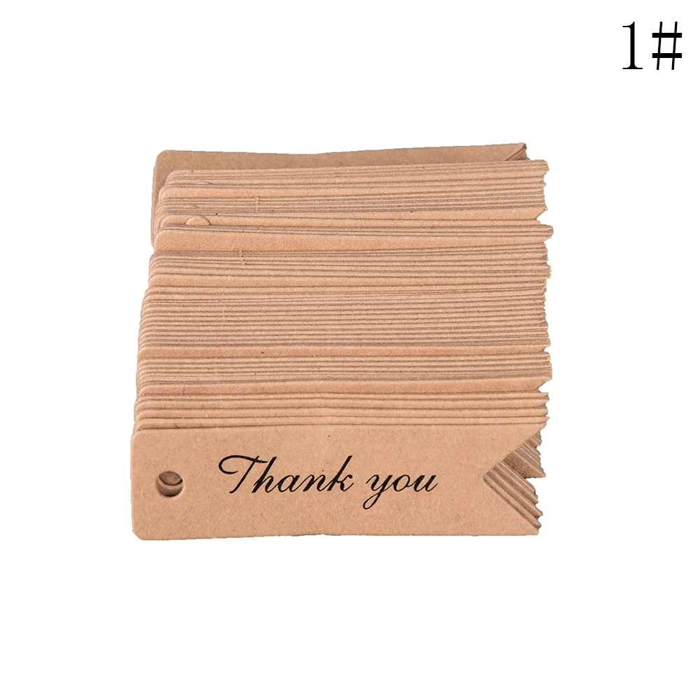 50/100pcs per lot handmade hang tag kraft paper thank you gift tag label for wedding/candy/baby gift products tagging package - Цвет: 100pcs 7X2