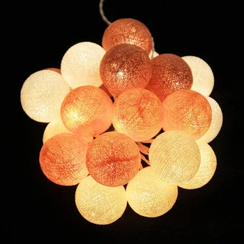 

38 Orange Brown Cream White Cotton Ball LED String Fairy Christmas Holiday Lights For Bedroom Birthday Party Wedding Decoration
