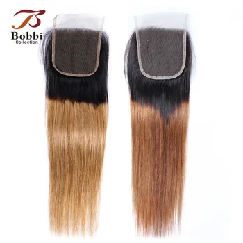 

Bobbi Collection T 1B 27 Lace Closure Ombre Honey Blonde Closure Brazilian Straight Remy Human Hair Free Part Middle Part