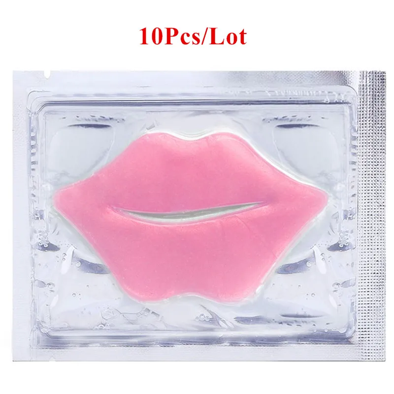10Pcs Beauty Super Lip Plumper Pink Crystal Collagen Lip Mask Patches Moisture Essence Wrinkle Ance korean Cosmetics Skin Care