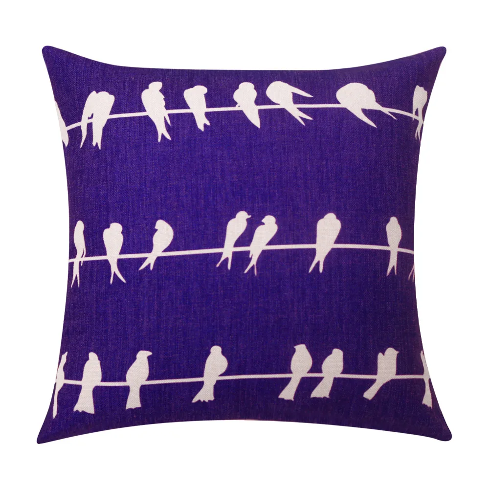 Spring Bird Cushion Cover Birds on Wire Decorative Pillow Cases Square