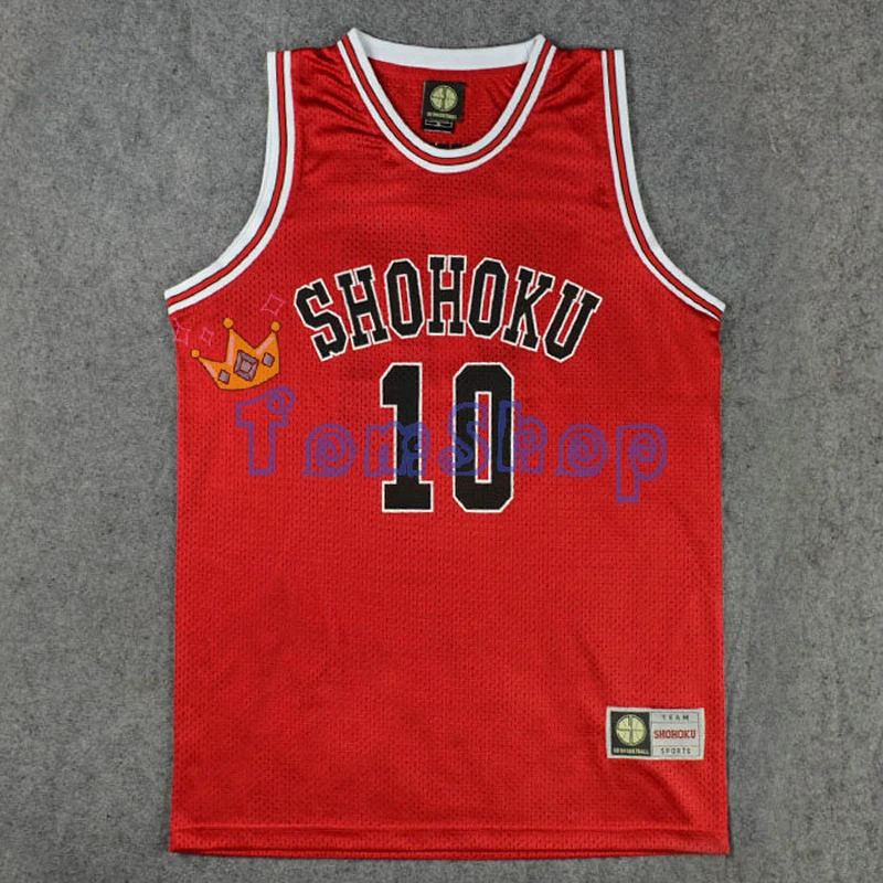 مدرسة تأثيري slam دونك shohoku فريق #10 sakuragi hanamichi جيرسي قمم قميص الرياضة ارتداء موحد الحجم ml xl xxl