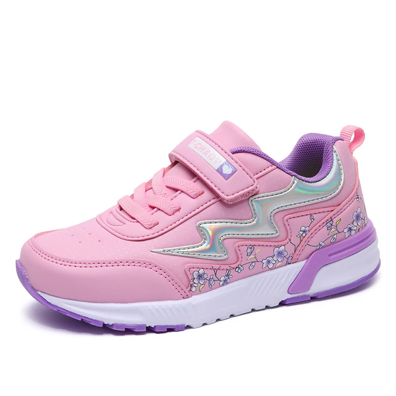 Детская обувь на шнуровке обувь для девочек фиолетовый розовый Детские кроссовки кожаные спортивные детские кроссовки 2019 новый бренд