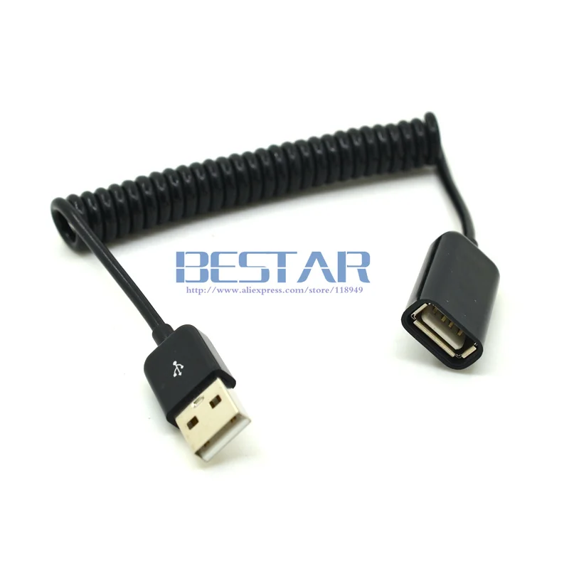 

3M/10FT elbow Spring Coiled USB 2.0 Male to Female Data Sync Charger Extension Cable