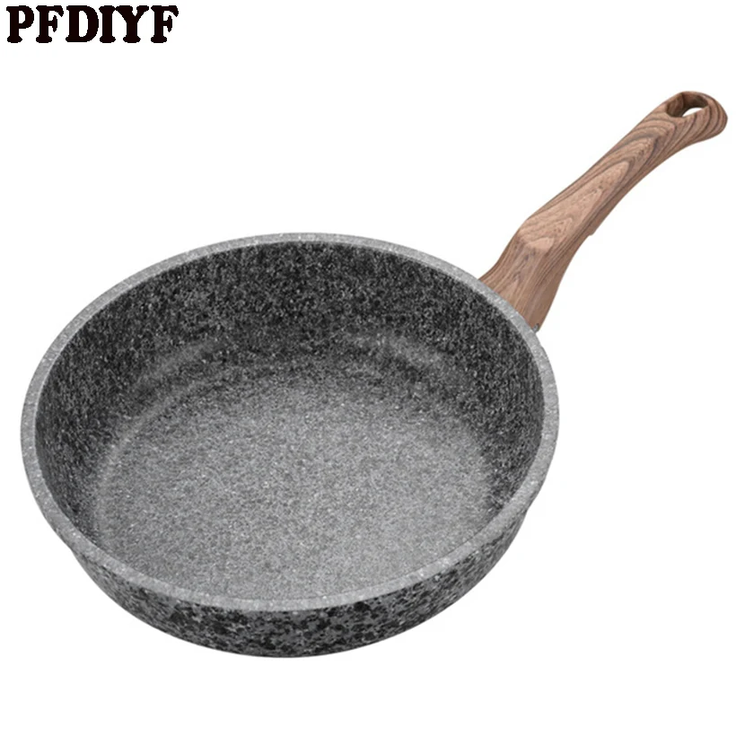 Offerte Ispessimento Pietra Medica Non stick Padella 20 28 cm Multi purpose Pancake Bistecca Padella fumi utilizzare per il Gas Piano Cottura A Induzione