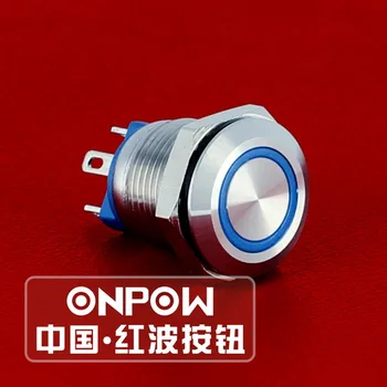 

ONPOW 12mm Waterproof IP67 Momentary 12V,24V Red,Green,Blue Ring LED Mini Stainless Steel Push Button Switch (GQ12AF-10E)CE,ROHS