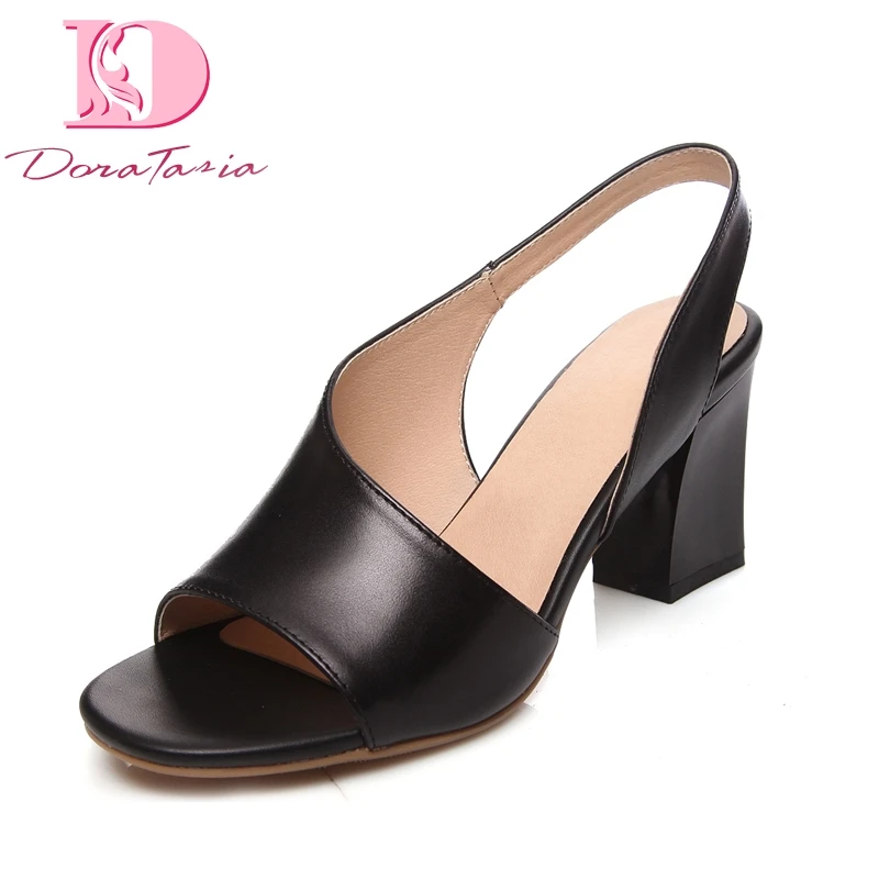 

Doratasia Brand New Big Size 43 High Heels Natural Cow Genuine Leather women's Shoes Woman Slip On Summer Sandals Shoes