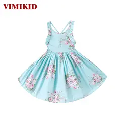VIMIKID/платье для маленьких девочек, Брендовое летнее пляжное платье с вечерние цветочным принтом, вечерние платья с открытой спиной для
