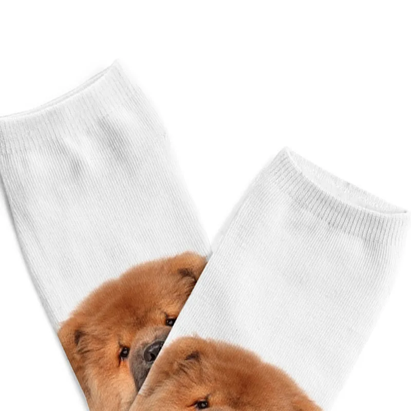 Женские носки, милые носки с 3D принтом собаки, забавные короткие Носки с рисунком собаки, короткие носки из полиэстера, чулочно-носочные изделия для девушек