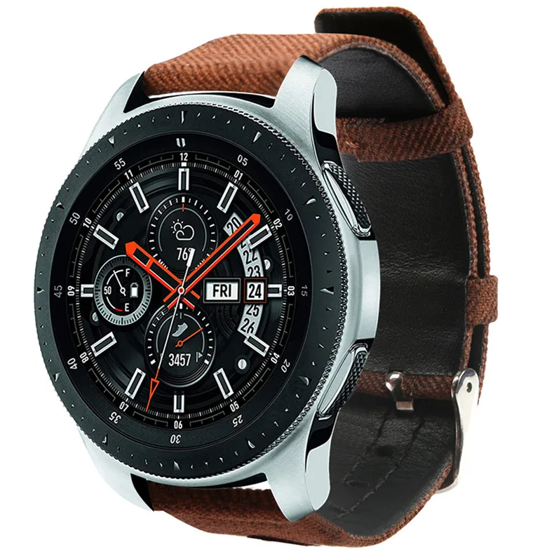 Спортивный нейлон+ кожаный ремешок для samsung Galaxy Watch 46 мм SM-R800/gear s3 ремешок для часов джинсовый холст замена 22 мм браслет ремень