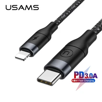 

USAMS Type-C to lighting cable 18W 3A,support PD fast charge Nylon Braided cable Sync Date Charging Cable for iPhone x xs max xr