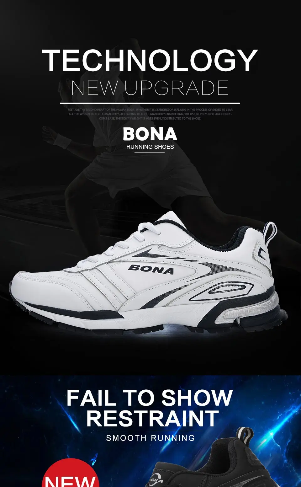 BONA Новое поступление 2019 года мужские кроссовки открытый для мужчин кроссовки бренд спортивная обувь для мужчин обувь Кожа Мужская