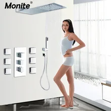 Monite Твердый латунный хромированный 3 функции дизайн ванной смеситель для душа дождевые смесители для душа