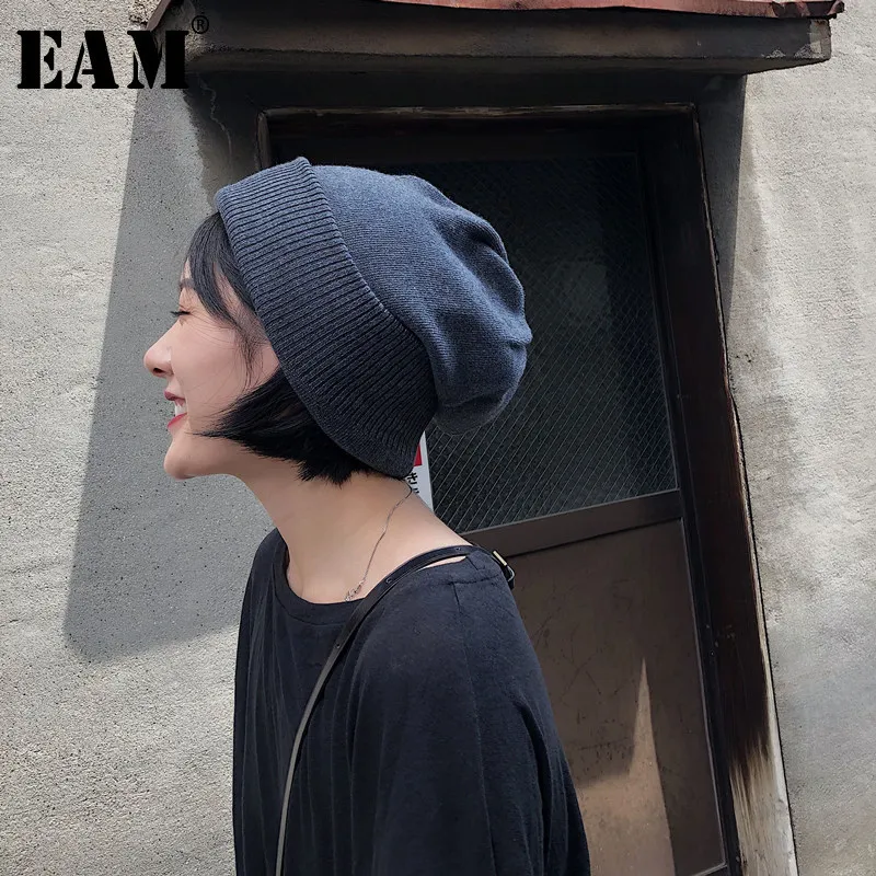 

[EAM] 2019 New Spring Summer Keep Warm Vintage Soft Korean Thick Elasticity Unisex Adult Knitted Hat Women Fashion OB457