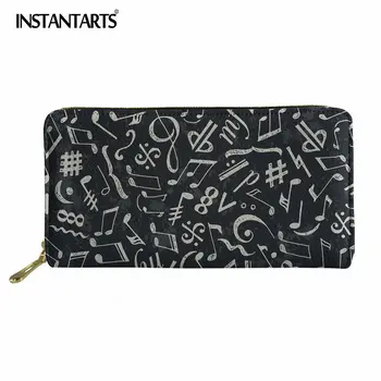 

INSTANTARTS Women Men Wallets PU Leather Zipper Wallet Women's Long Music Note Design Purse Clutch Brand Mobile Bag Carteras