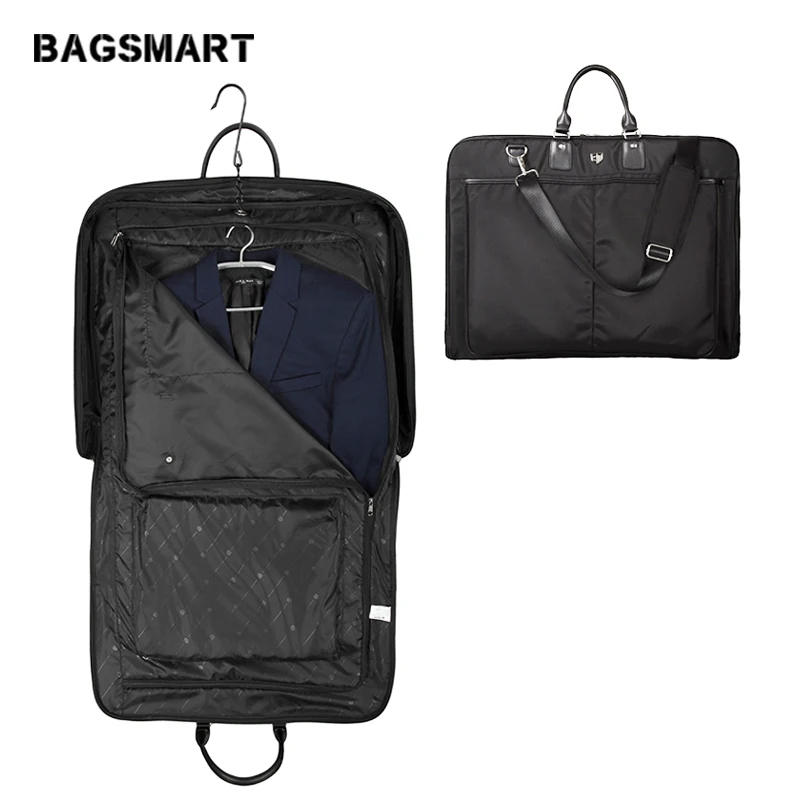 BAGSMART 2018 Waterproof Black Nylon Garment Bag With Handle Lightweight Suit Bag Business Men ...