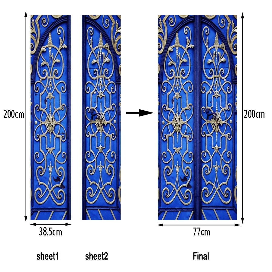 Креативный 3D Ретро дверной стикер для украшения дома двери ремонт железные ворота узор самостоятельно Наклейка на стену на дверь обои