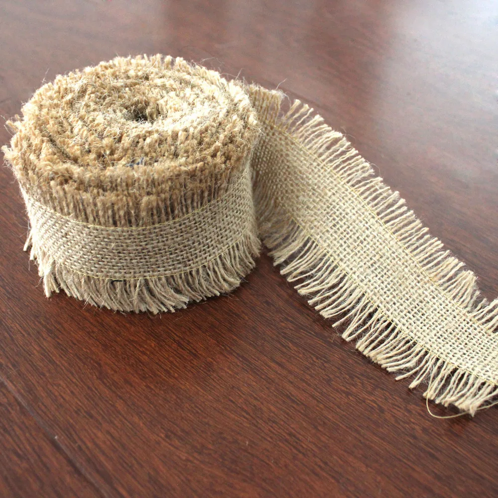 

Free Shipping Jute/Burlap/ Linen Ribbon Natural 1in x 5 yds Wedding Decoration