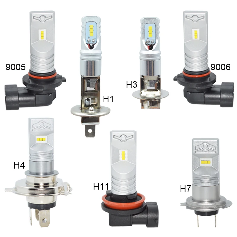 Автомобильные фары H4 H7 LED H1 h3 h11 hb4/9006 hb3/9005 белый 6000K 80W 3200lm Светодиодные