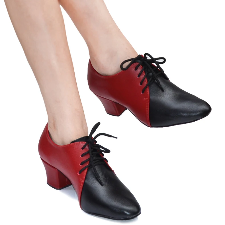 Women Cowhide Dance Shoes Jazz Modern Dance Genuine Leather Athletic Sneakers 