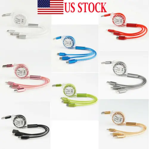 

1M Micro USB+ Type C+8PIN Data Charging Cable For Android Samsung Galaxy LG